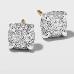 🦋David Yurman Chatelaine Sterling  Round Diamond Studded Earrings